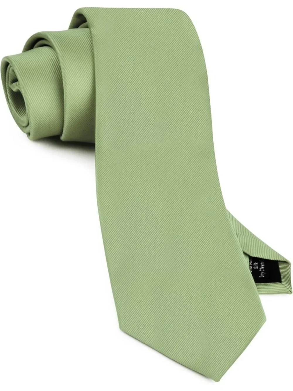 Mens Sage Green Solid Twill Textured Woven Silk Formal Necktie For Wedding Dress